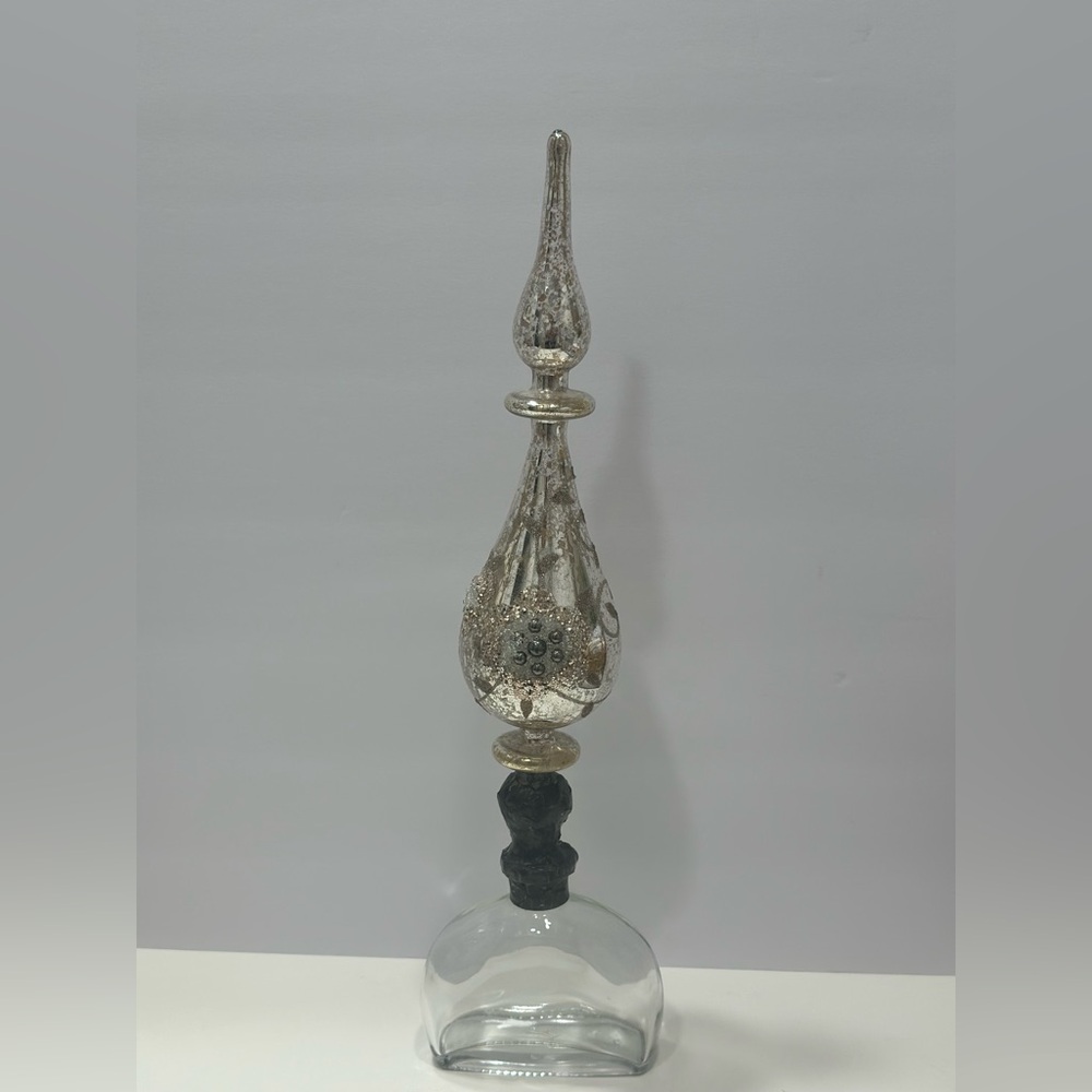 Mercury Glass Ornament For Table Top Attached To A Bottle Unique Decor Christmas